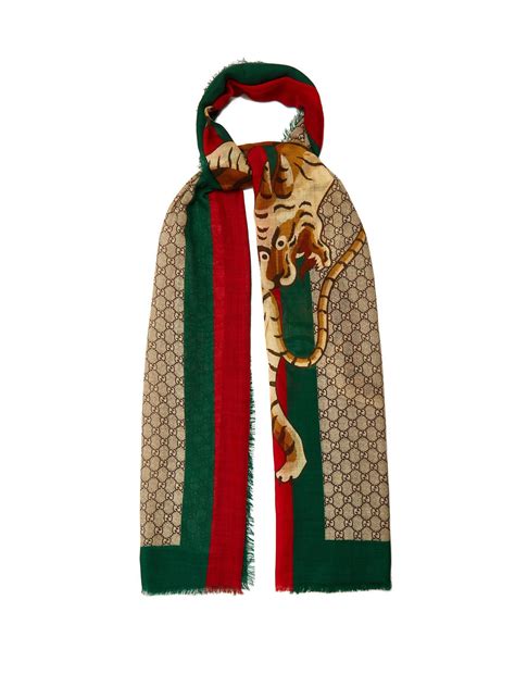 gucci tiger print scarf|Gucci neckerchief.